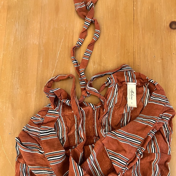 Striped Rust Jumpsuit - Picture 3 of 5